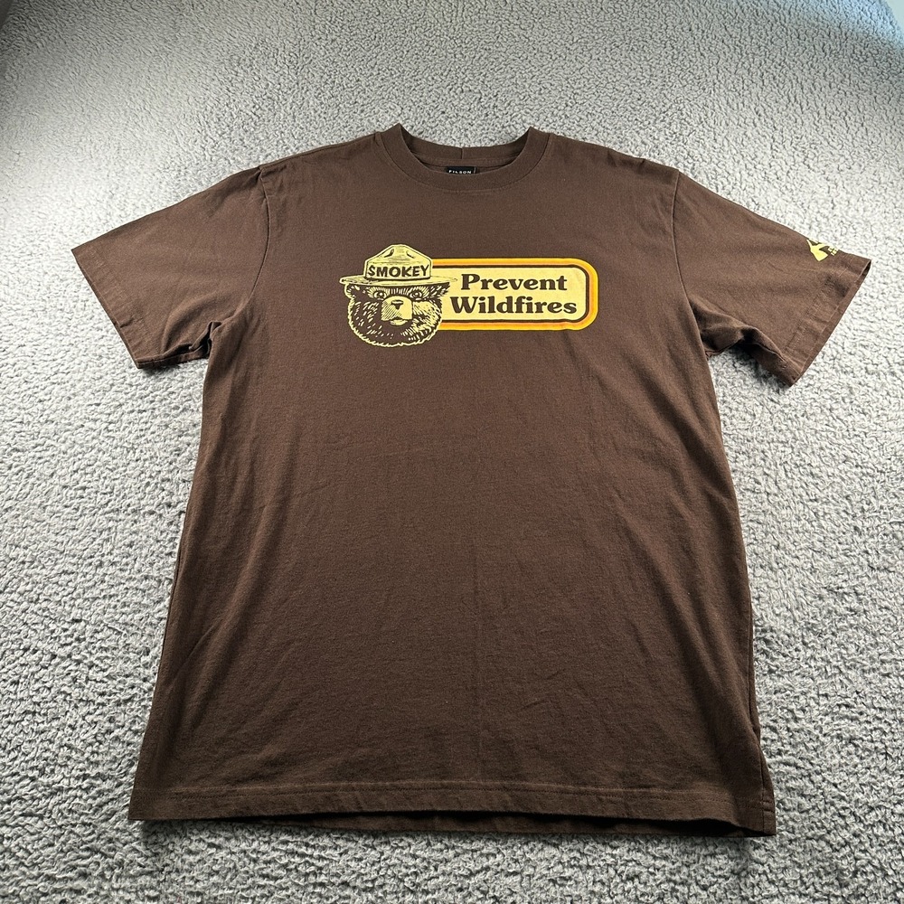 Filson Smokey The Bear "Prevent Wildfires" Short Sleeve Tee Shirt M Brown USA